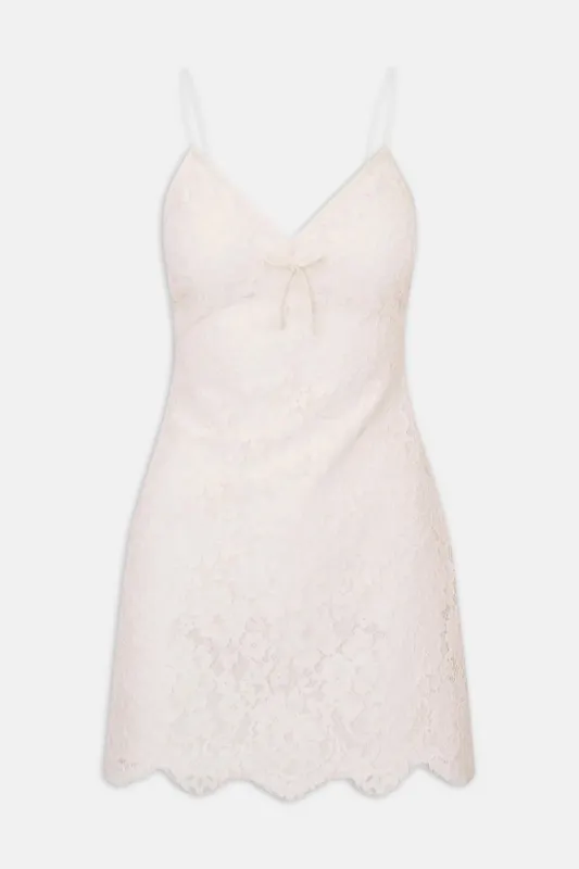 Petaline Lace Mini Dress Ivory made by LoveShackFancy