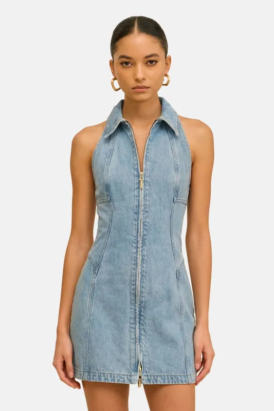 Charo Denim Dress Vintage Blue made by Cult Gaia