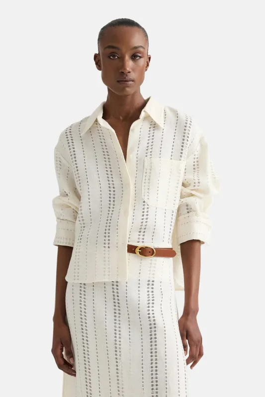 J.D. Shirt In Linen Ivory made by Blue & Cream