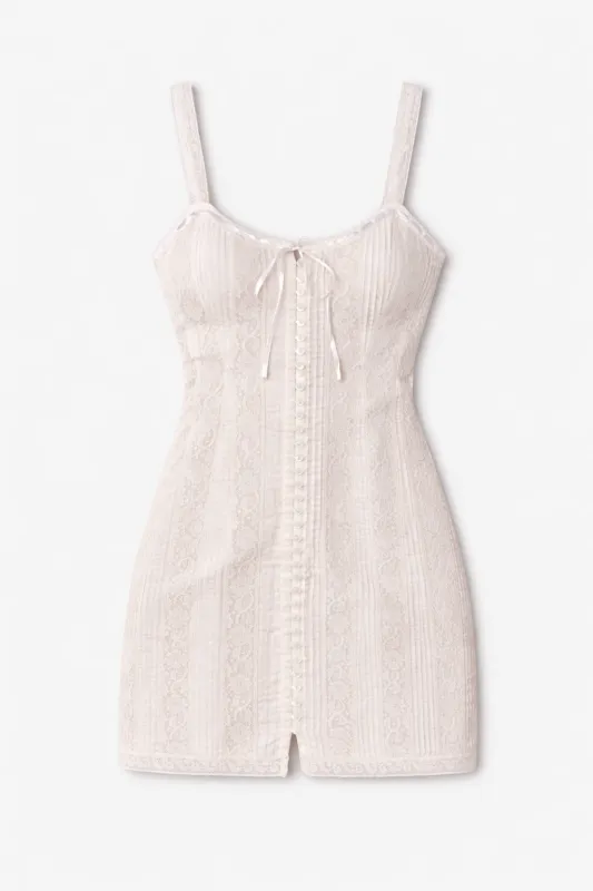 Aster Cotton Victorian Mini Dress White made by LoveShackFancy