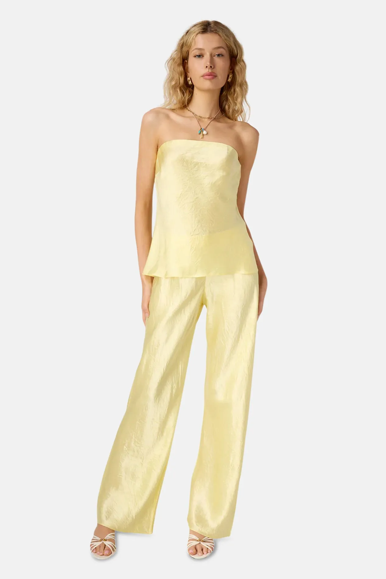 Bristol Mid Rise Crinkle Acetate Pant Buttercup sold by Blue & Cream product image thumbnail 2