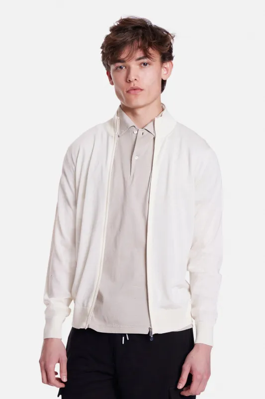 Merino Wool Full Zip Ivory made by Filippo de Laurentiis