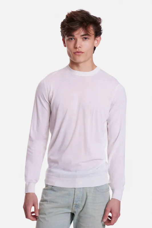 Long Sleeve Cotton Jersey Polo White made by Filippo de Laurentiis