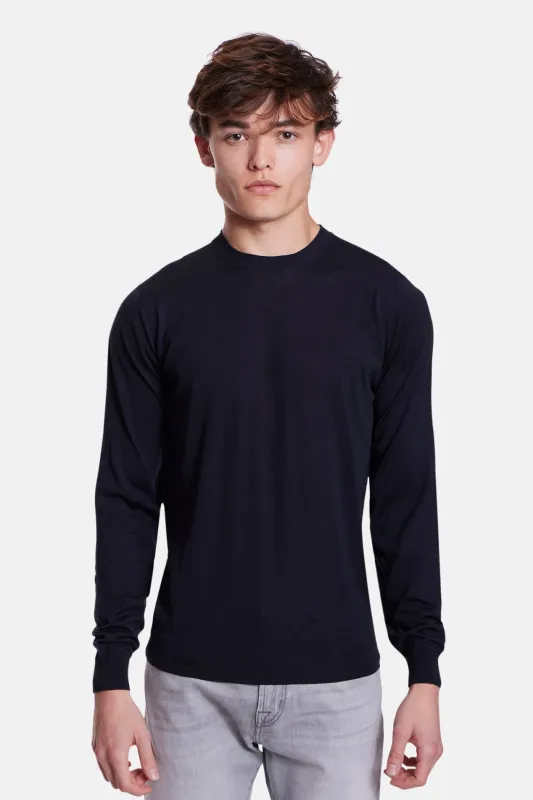 Super 180's Crewneck Navy made by Filippo de Laurentiis