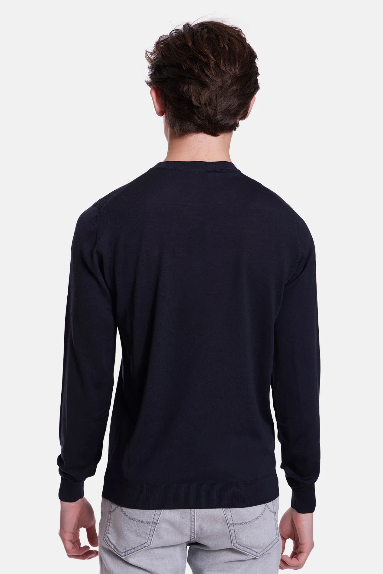 Super 180's Crewneck Navy sold by Blue & Cream product image thumbnail 3