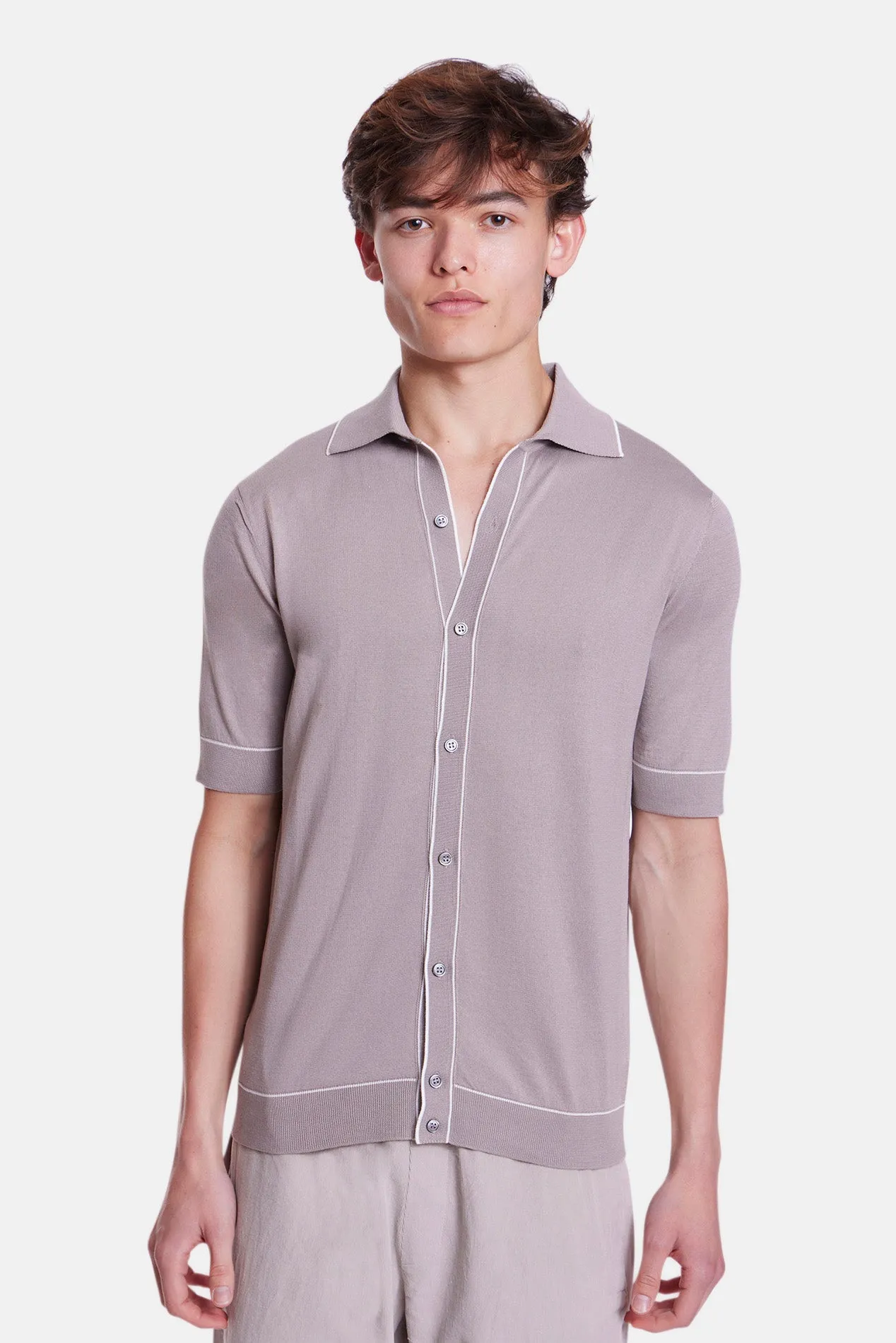 Sublime Cotton Shirt Taupe/White sold by Blue & Cream
