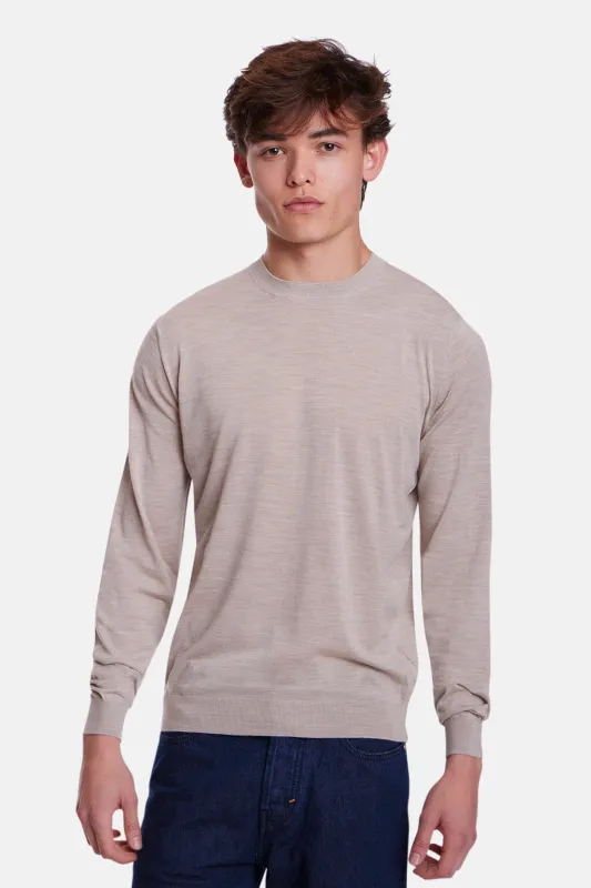 Super 180's Crewneck Beige made by Filippo de Laurentiis
