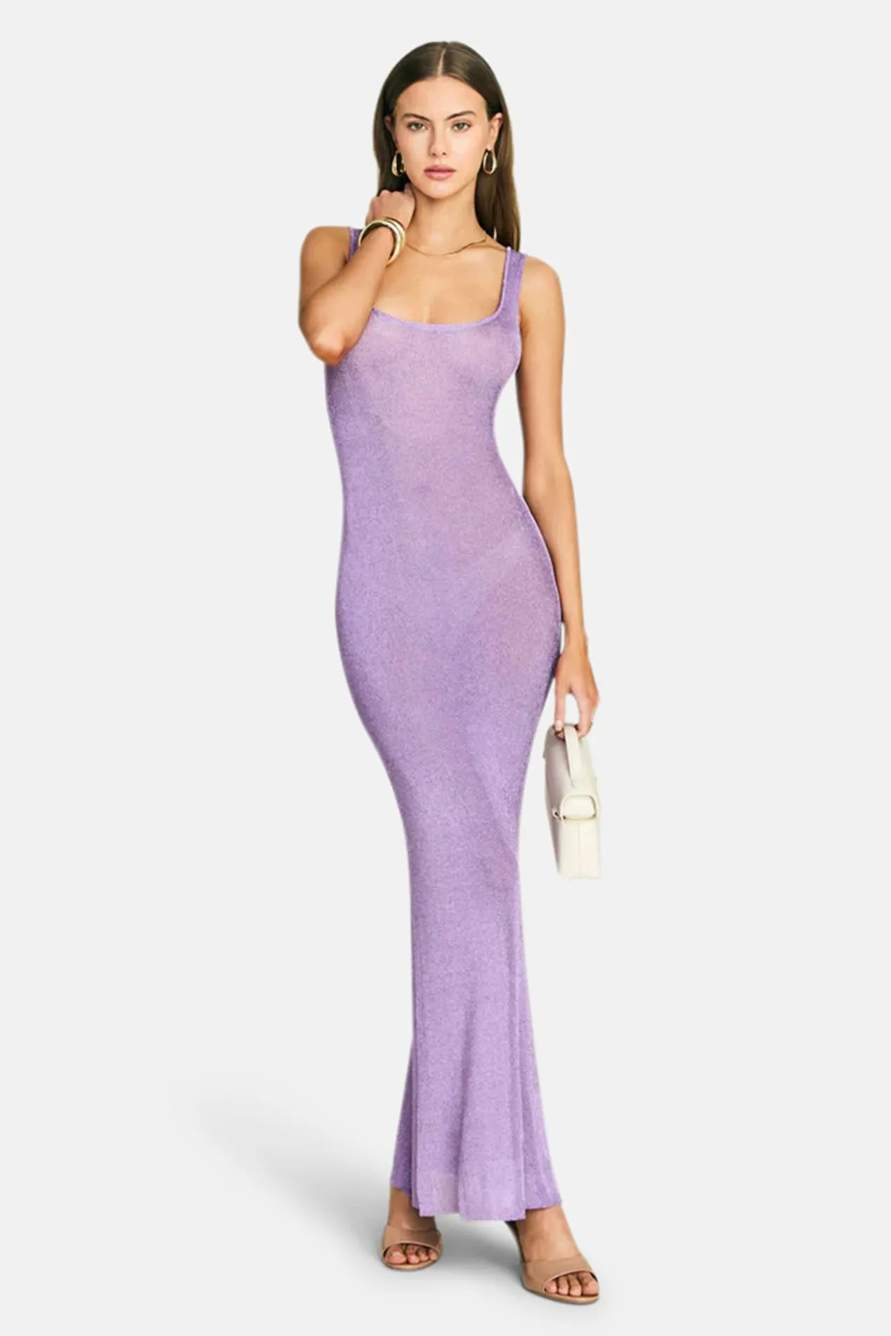 Martina Metallic Knit Maxi Dress Lilac Bloom sold by Blue & Cream product image thumbnail 5