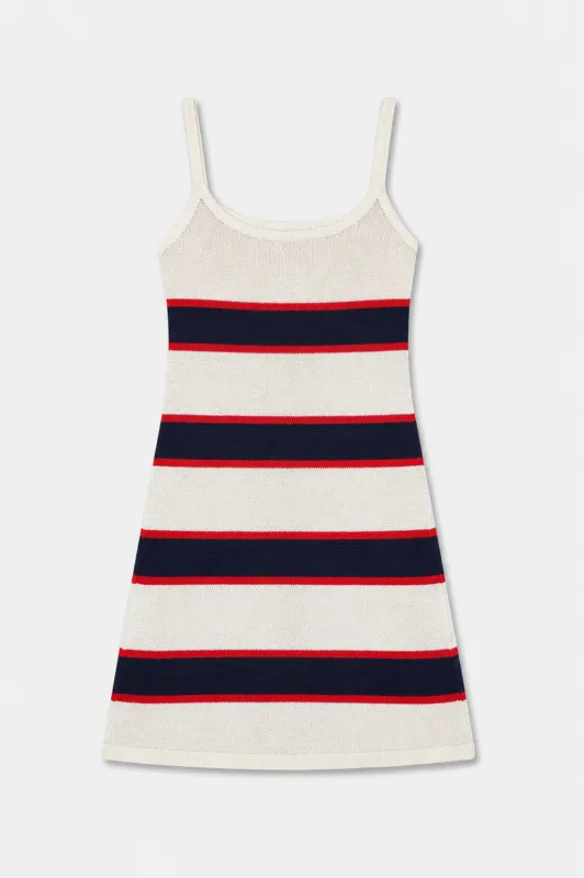 Azriel Knit Mini Dress Eggshell Stripe made by Seroya