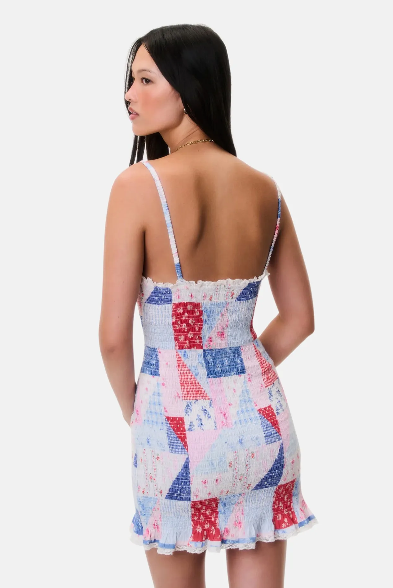 Solier Patchwork Print Mini Dress Blueberry Sundae sold by Blue & Cream product image thumbnail 3
