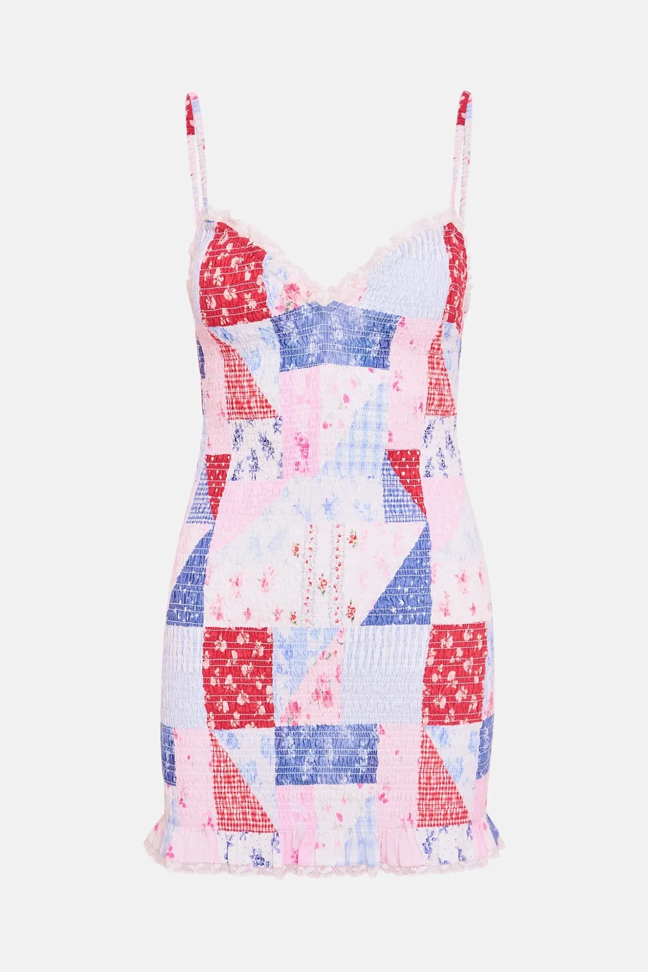 Solier Patchwork Print Mini Dress Blueberry Sundae sold by Blue & Cream product image thumbnail 5