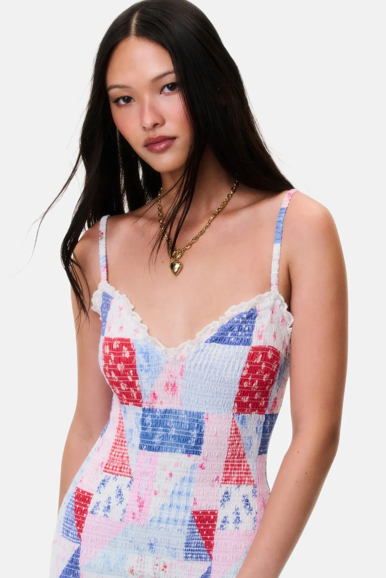 Solier Patchwork Print Mini Dress Blueberry Sundae sold by Blue & Cream product image thumbnail 2