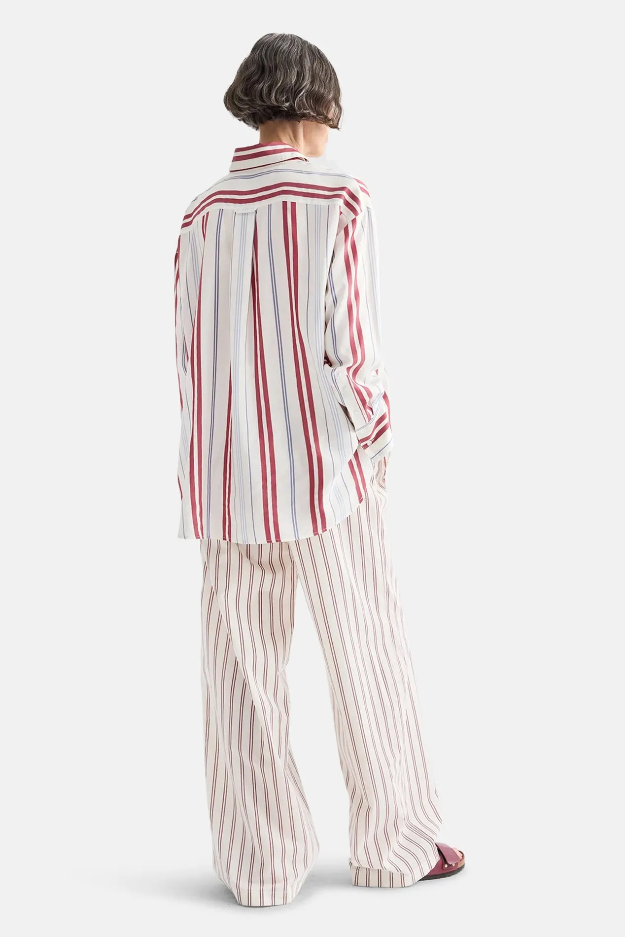 Big Joe Shirt in Silk Stripe Ivory / Blue / Wine sold by Blue & Cream product image thumbnail 3