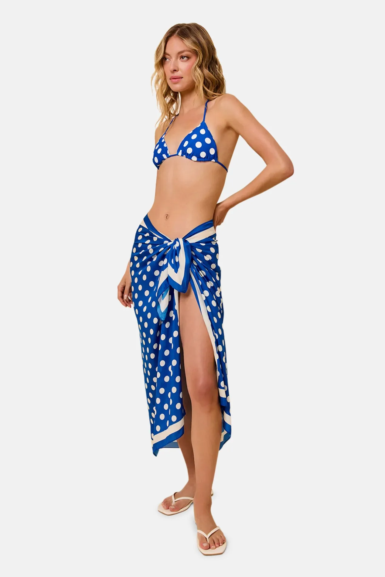 Silk Blend Pareo Olympian Blue Polka Dot sold by Blue & Cream product image thumbnail 4