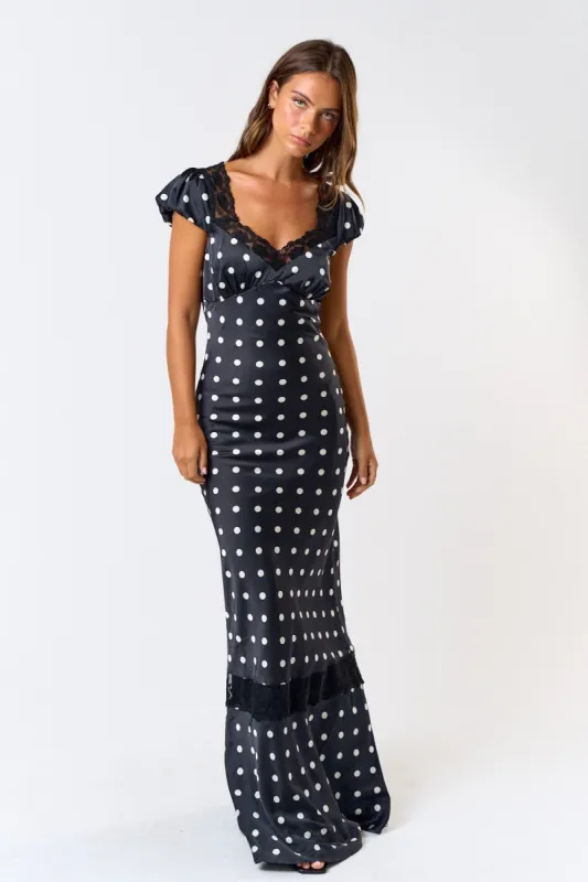 Polka Dot Lace-Trim Dress – COMMENSE