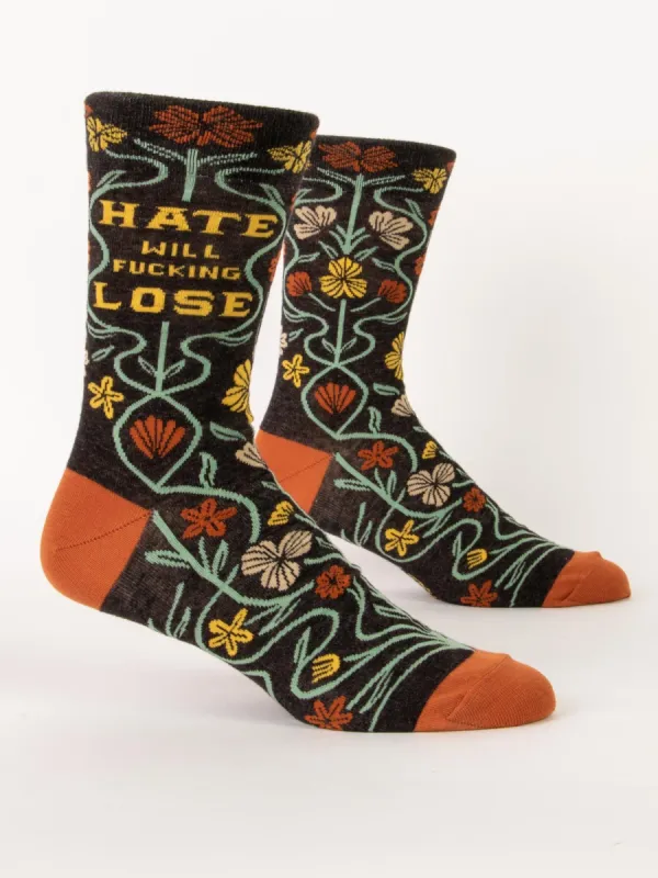 Hate Will Fucking Lose M-Crew Socks sold by Blue Q