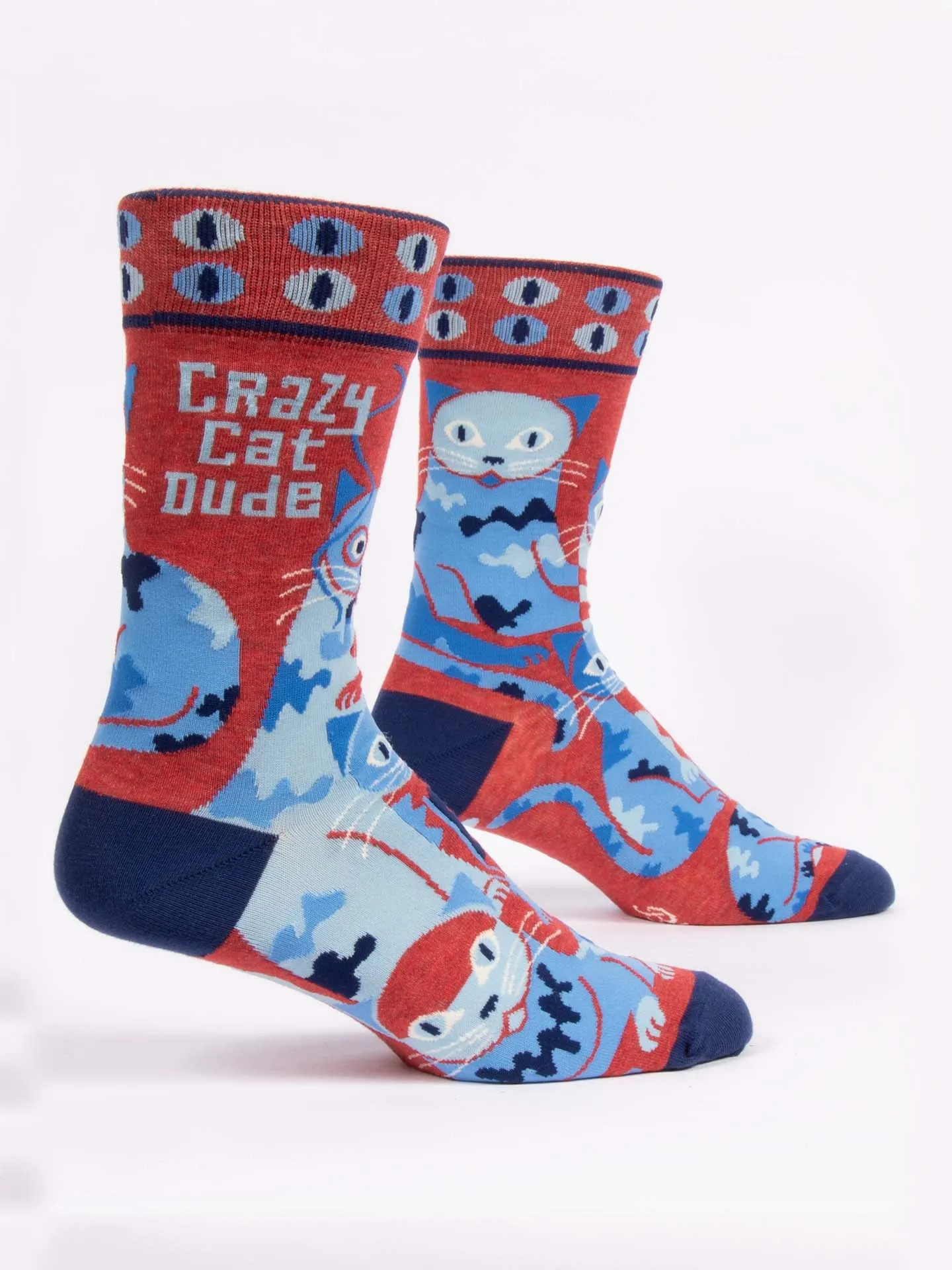 Crazy Cat Dude M-Crew Socks sold by Blue Q