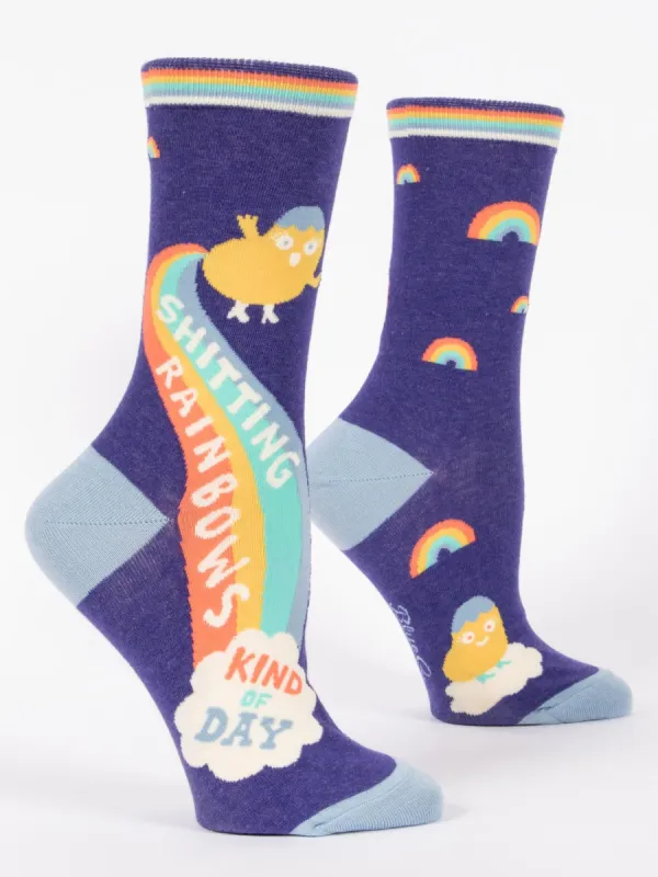 Shitting Rainbows Kind of Day W-Crew Socks sold by Blue Q