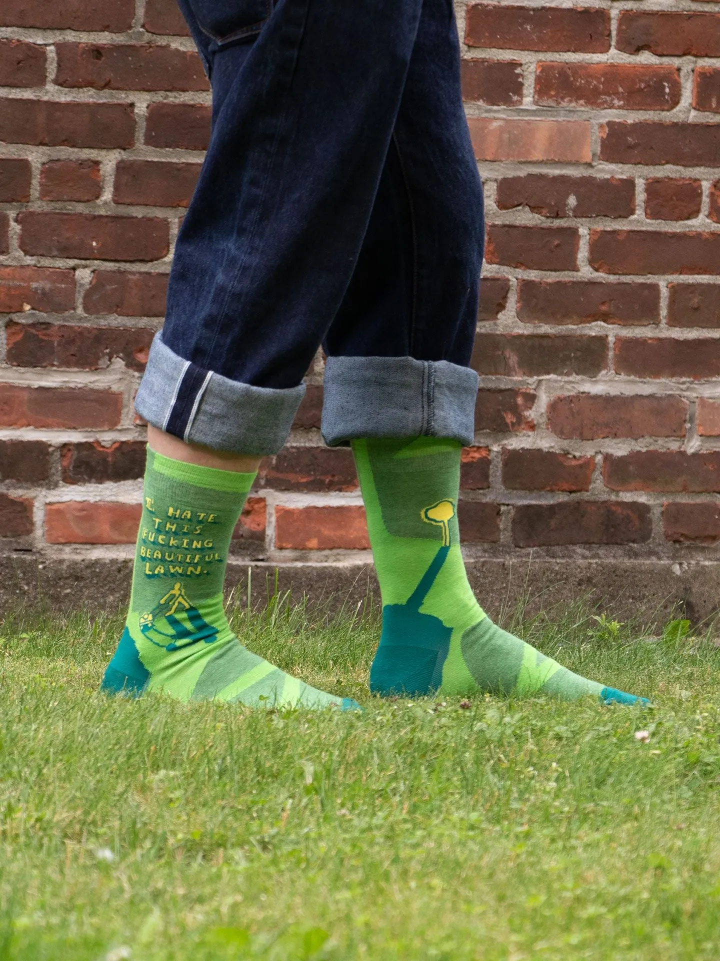 I Hate This Fucking Beautiful Lawn M-Crew Socks sold by Blue Q product image thumbnail 3