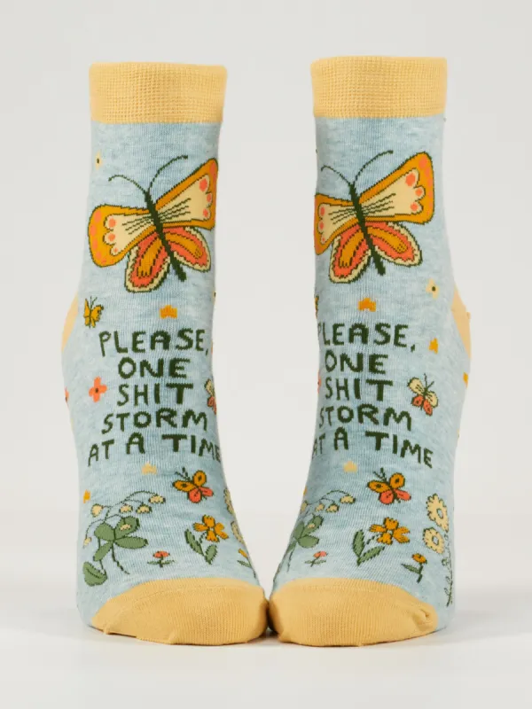 Please, One Shitstorm At A Time W-Ankle Socks sold by Blue Q