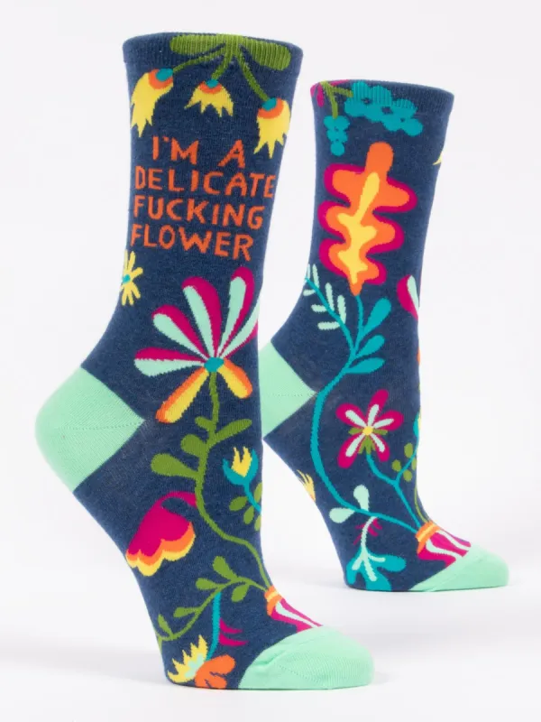 I'm A Delicate Fucking Flower W-Crew Socks sold by Blue Q