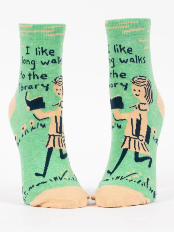I Like Long Walks To The Library W-Ankle Socks sold by Blue Q