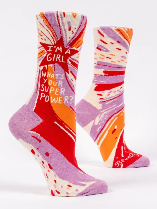 I'm A Girl, What's Your Superpower? W-Crew Socks sold by Blue Q
