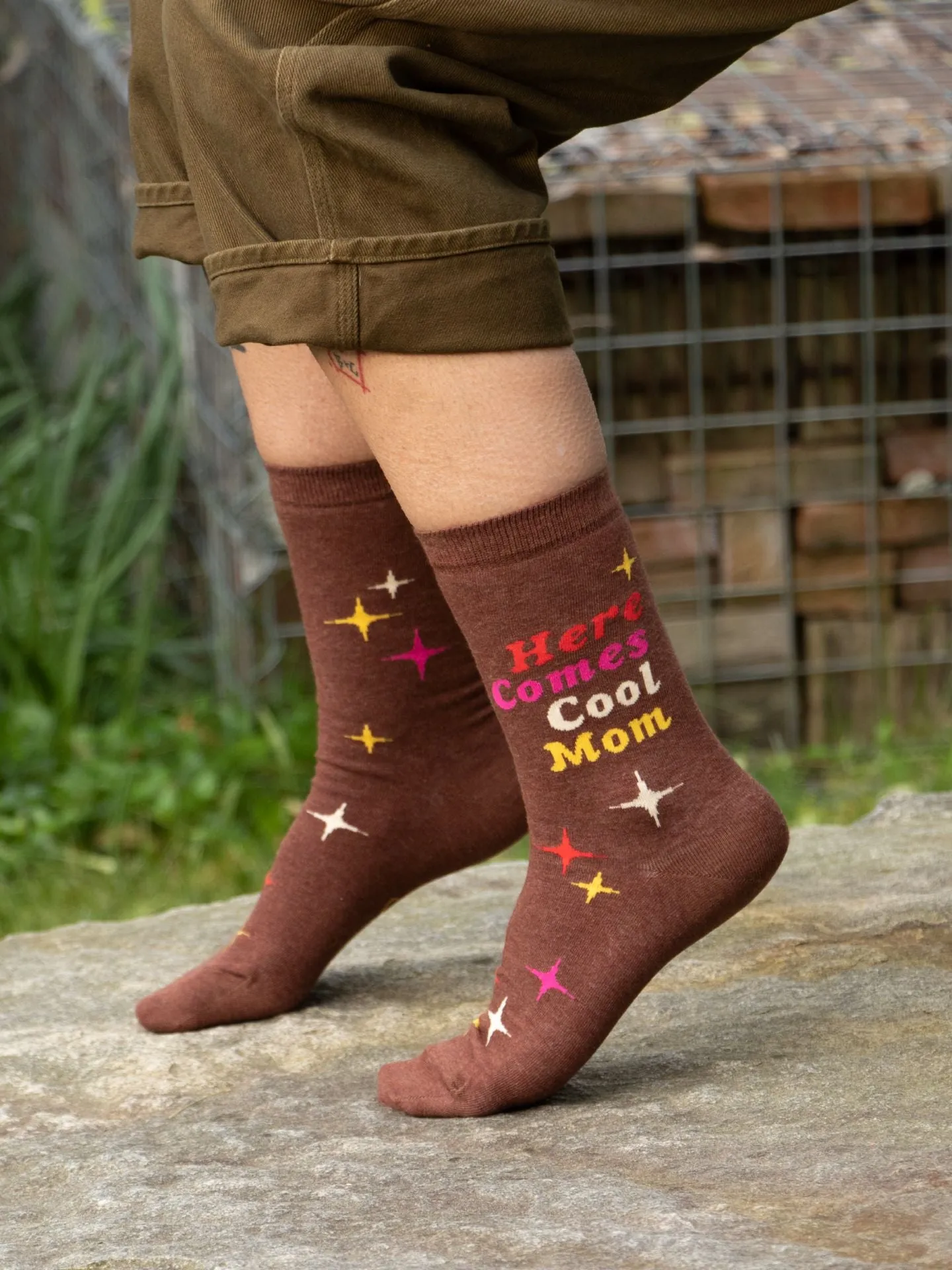 Here Comes Cool Mom W-Crew Socks sold by Blue Q product image thumbnail 3