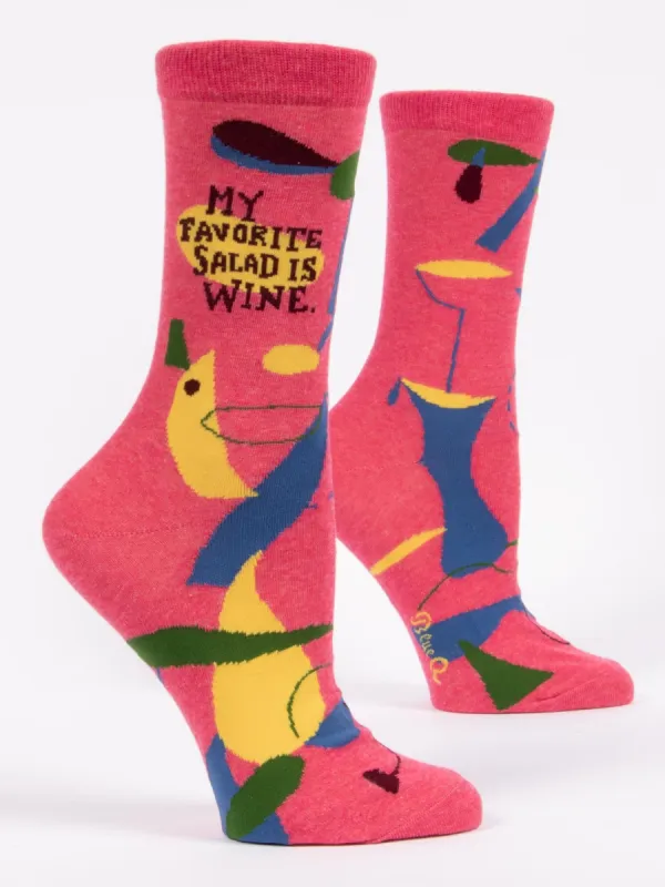 My Favorite Salad Is Wine W-Crew Socks sold by Blue Q