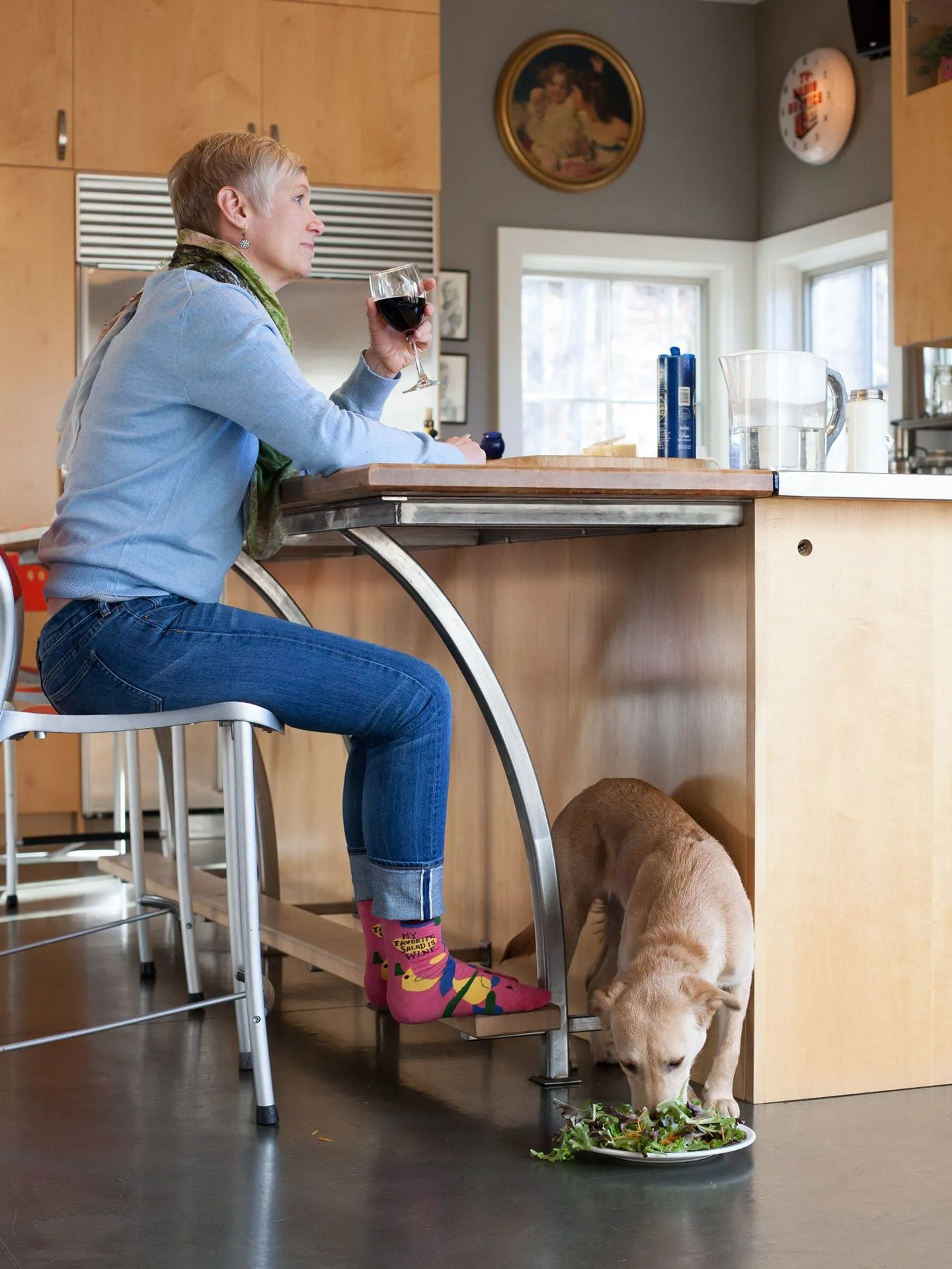 My Favorite Salad Is Wine W-Crew Socks sold by Blue Q product image thumbnail 4