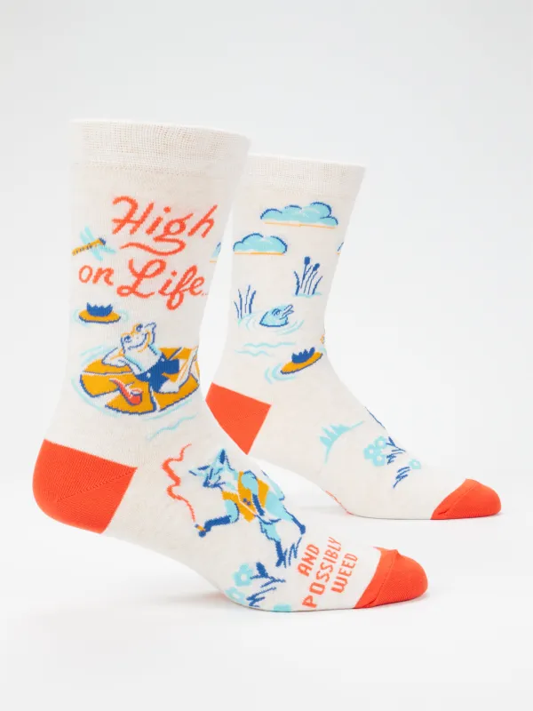 High On Life...And Possibly Weed M-Crew Socks made by Blue Q