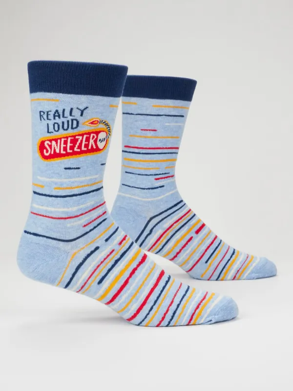 Really Loud Sneezer M-Crew Socks made by Blue Q