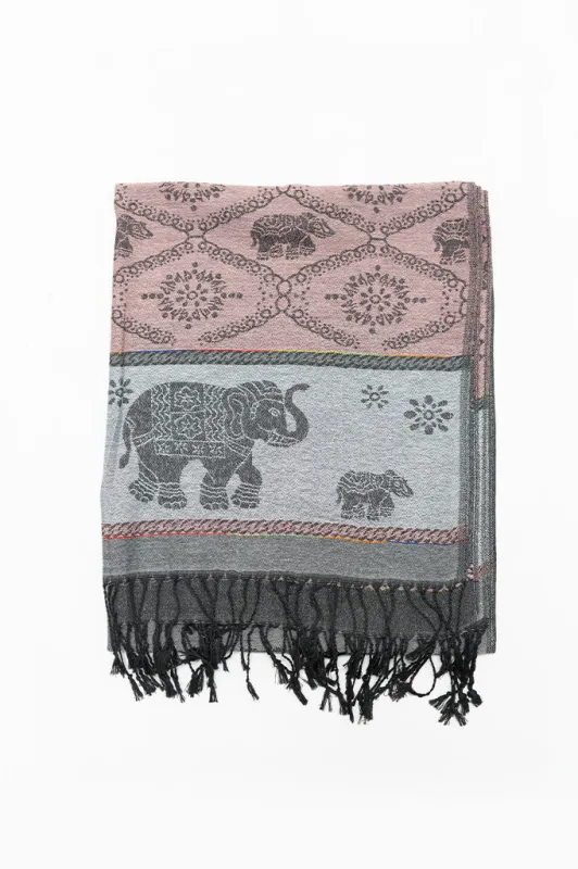 Pashmina Scarf, Elephant, Light Grey sold by Blue Sky