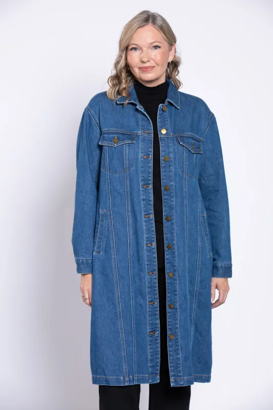Geraldine Long Jean Jacket sold by Blue Sky