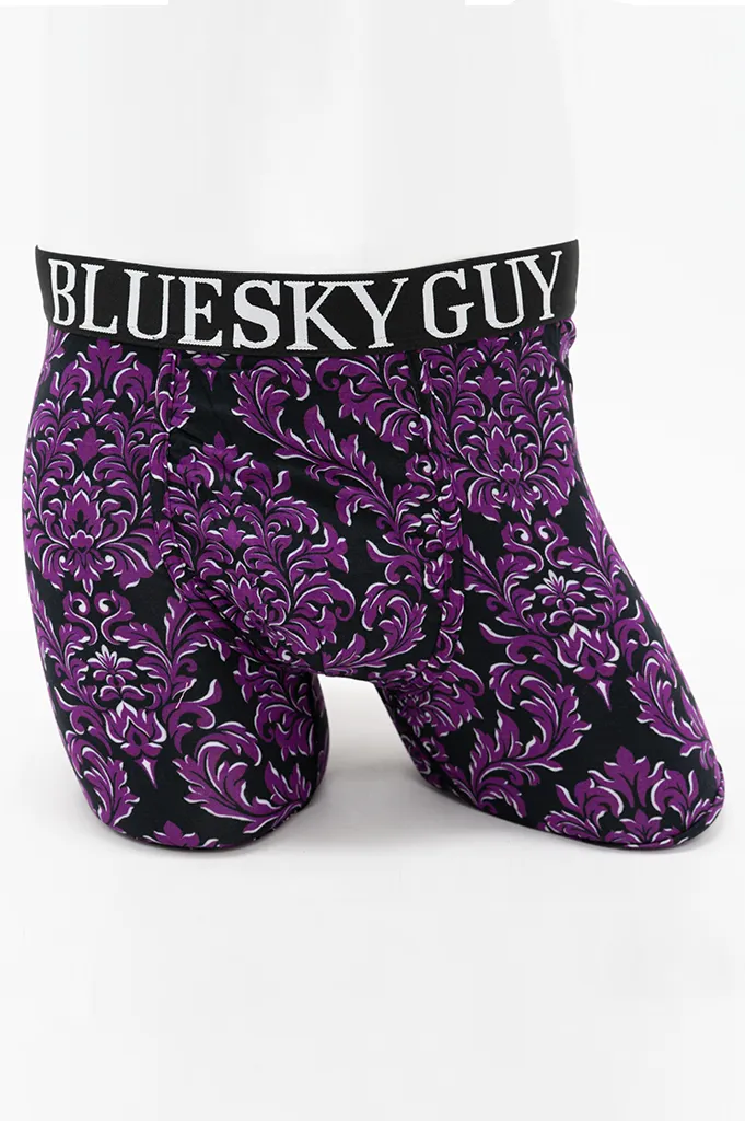 Middle Man, Magenta Damask, Bamboo sold by Blue Sky