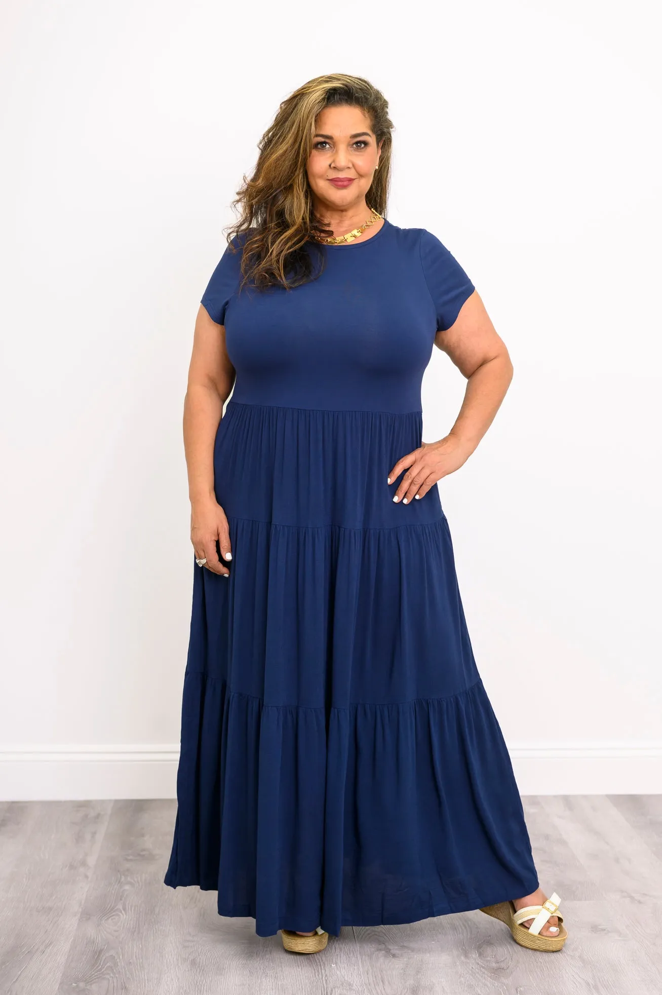 Erin Dress, Indigo, Linen Bamboo sold by Blue Sky