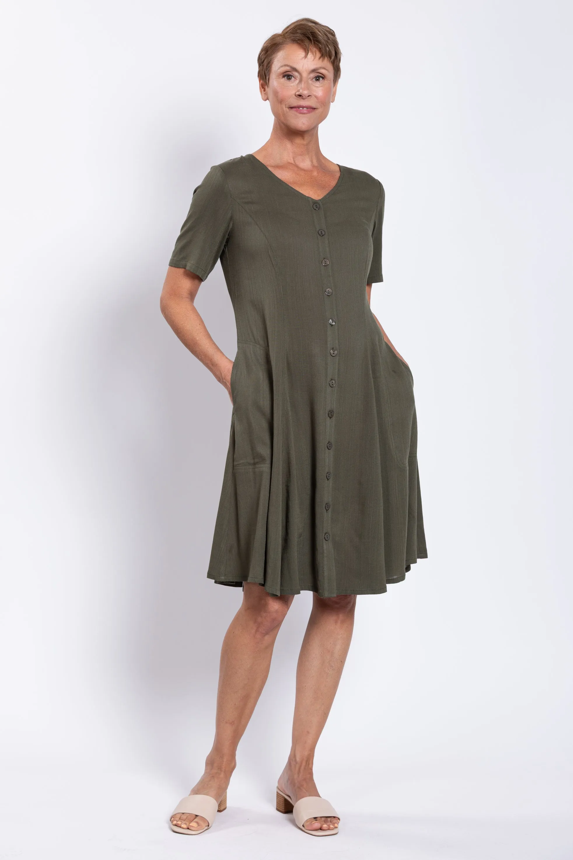 Teresa Dress, Khaki, Linen Bamboo sold by Blue Sky product image thumbnail 2