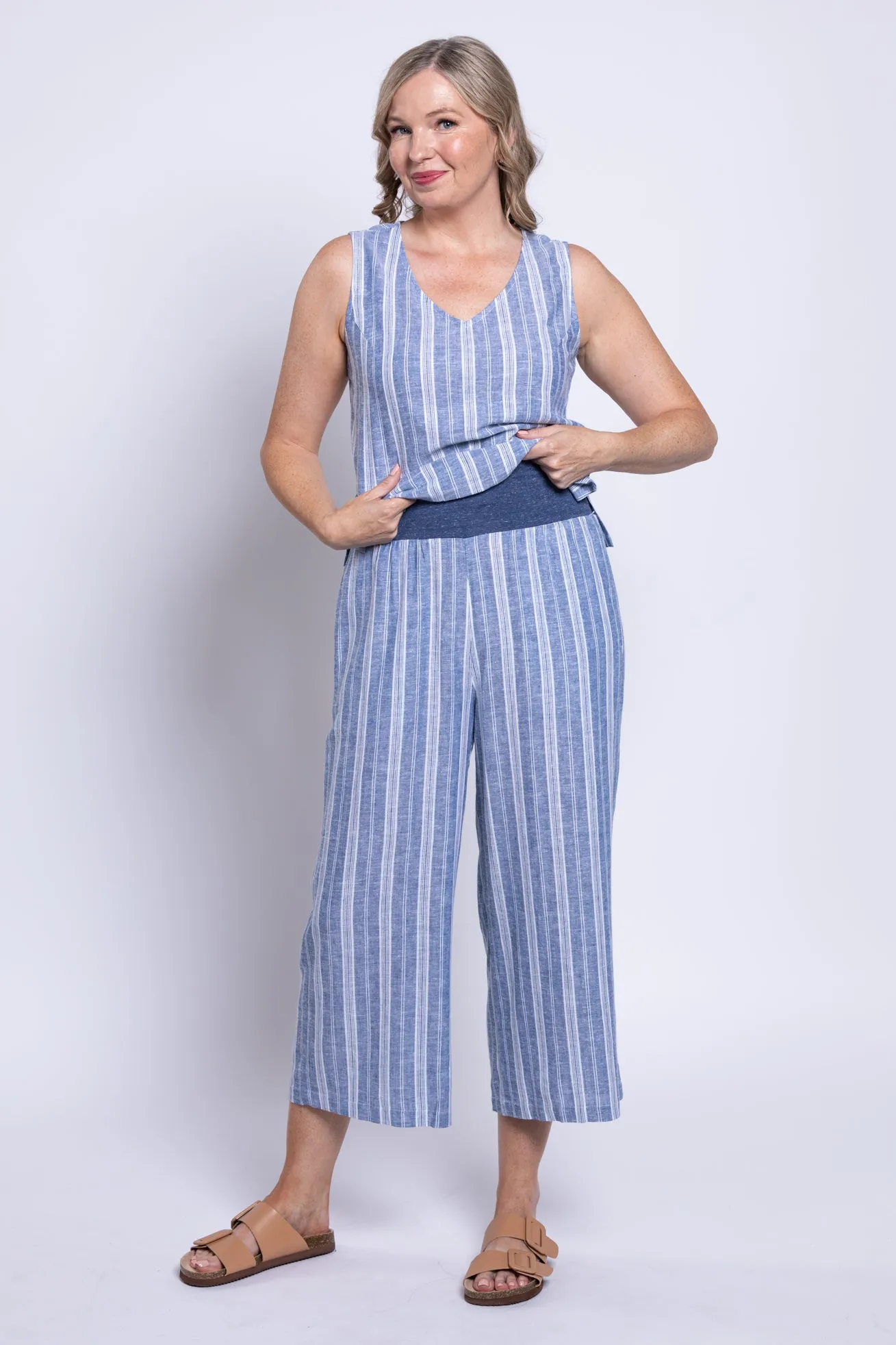 Landon Capri, Denim Stripe, Linen Viscose sold by Blue Sky product image thumbnail 2