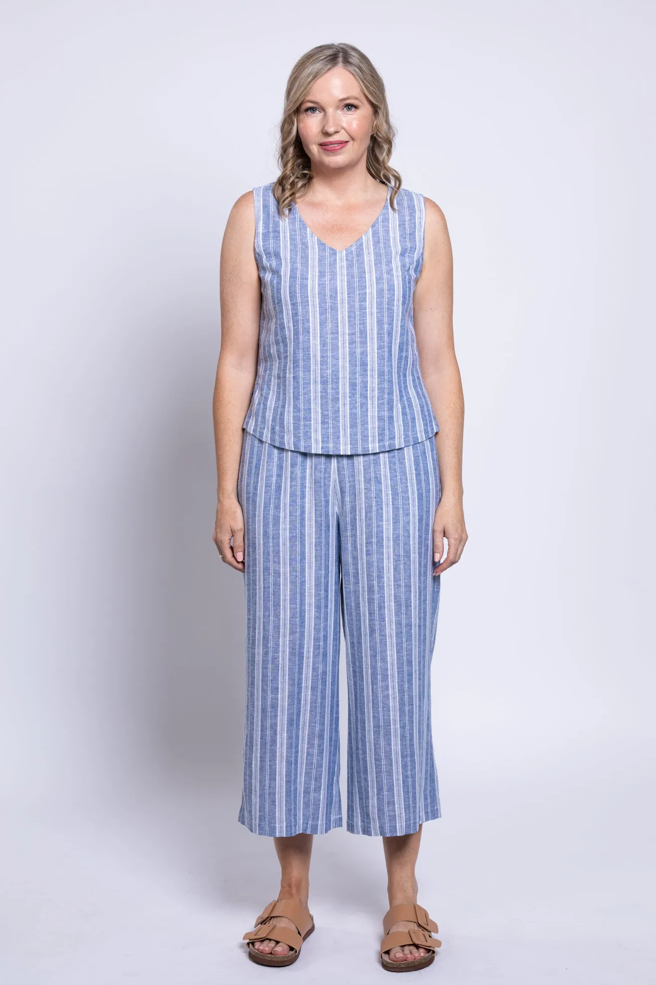 Landon Capri, Denim Stripe, Linen Viscose sold by Blue Sky product image thumbnail 3