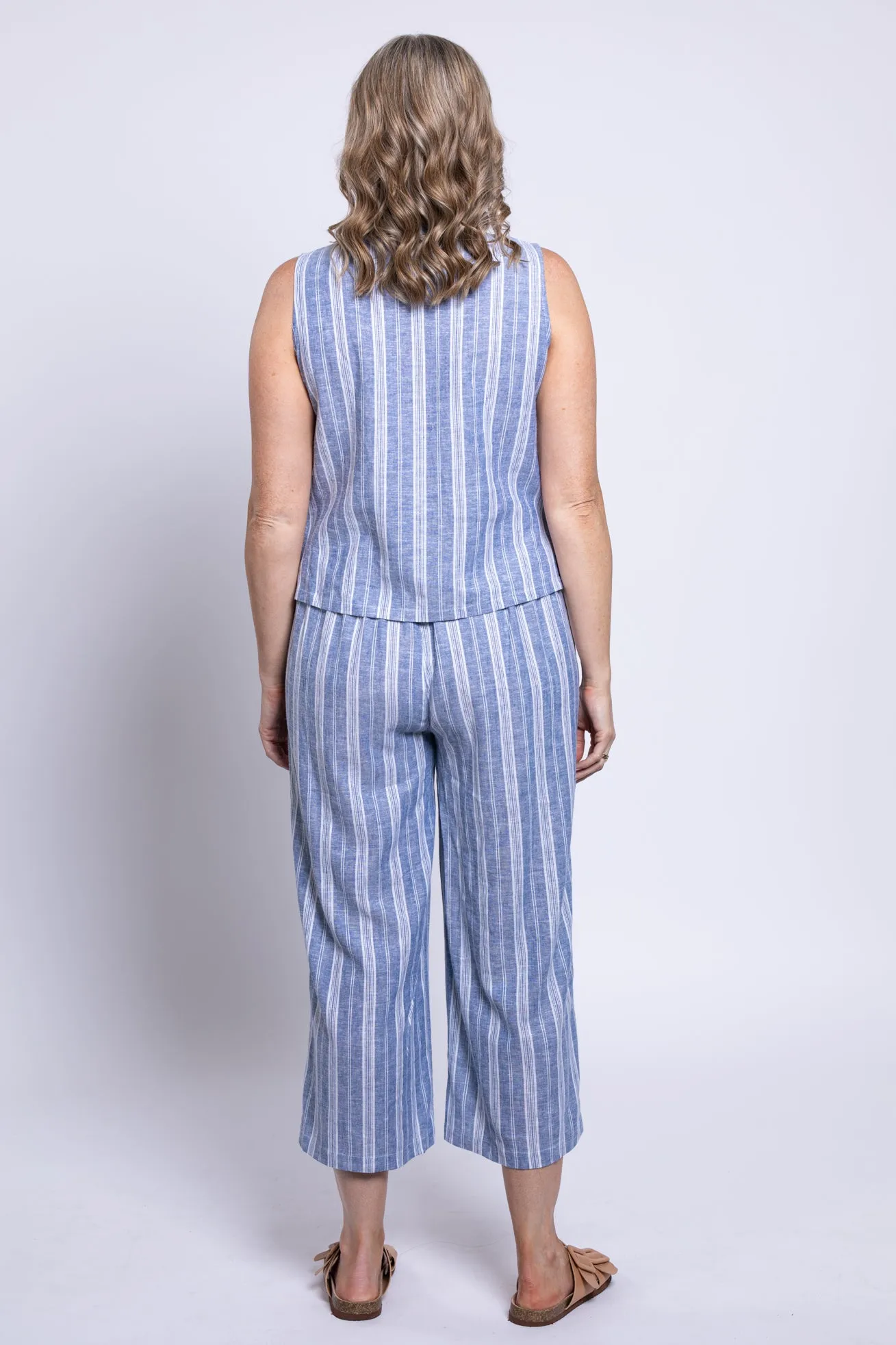 Landon Capri, Denim Stripe, Linen Viscose sold by Blue Sky product image thumbnail 4
