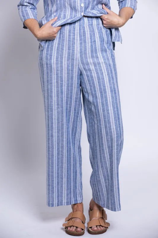 Parker Pant, Denim Stripe, Linen Viscose sold by Blue Sky