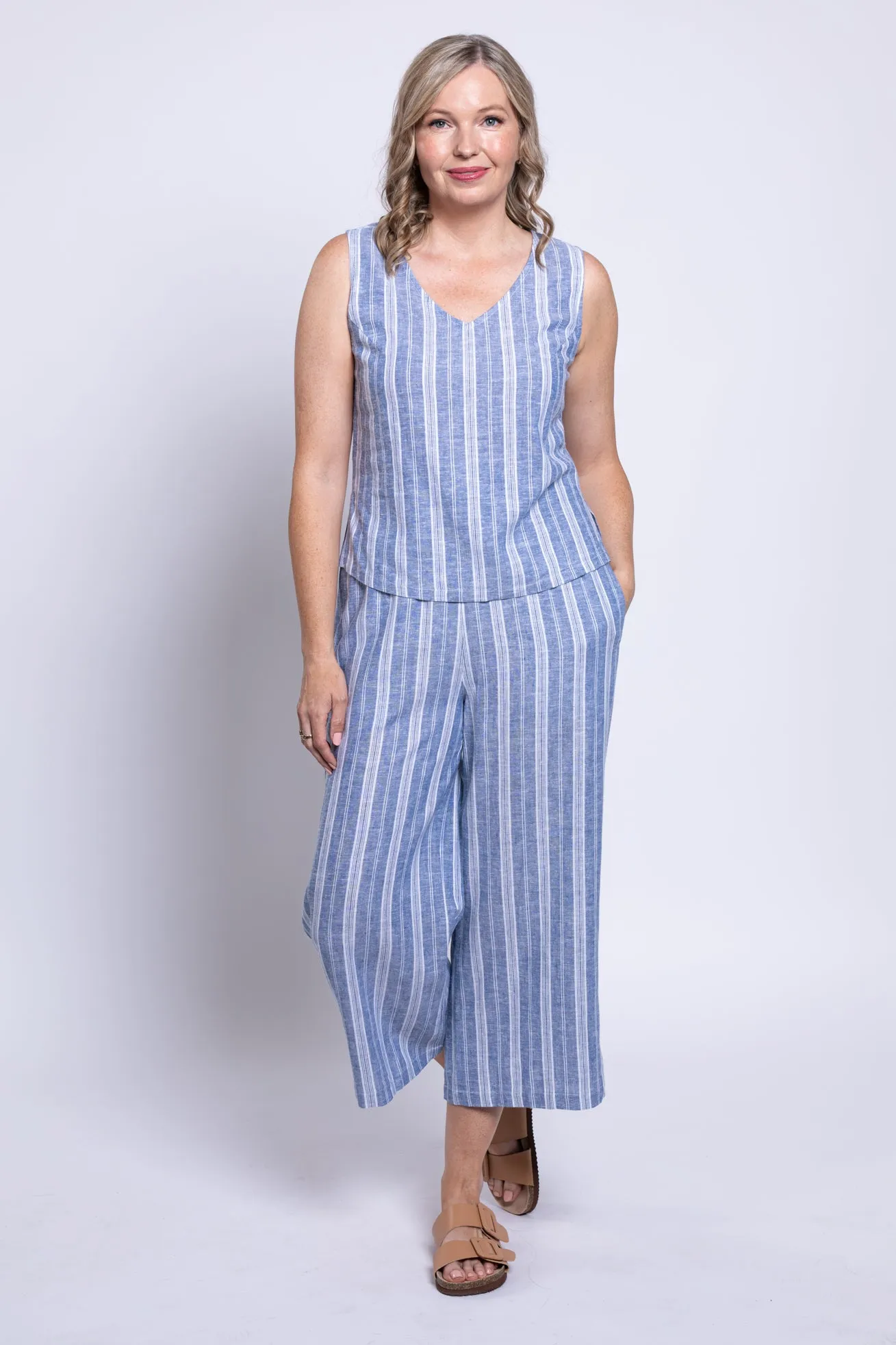 Havana Tank, Denim Stripe, Linen Viscose sold by Blue Sky product image thumbnail 2