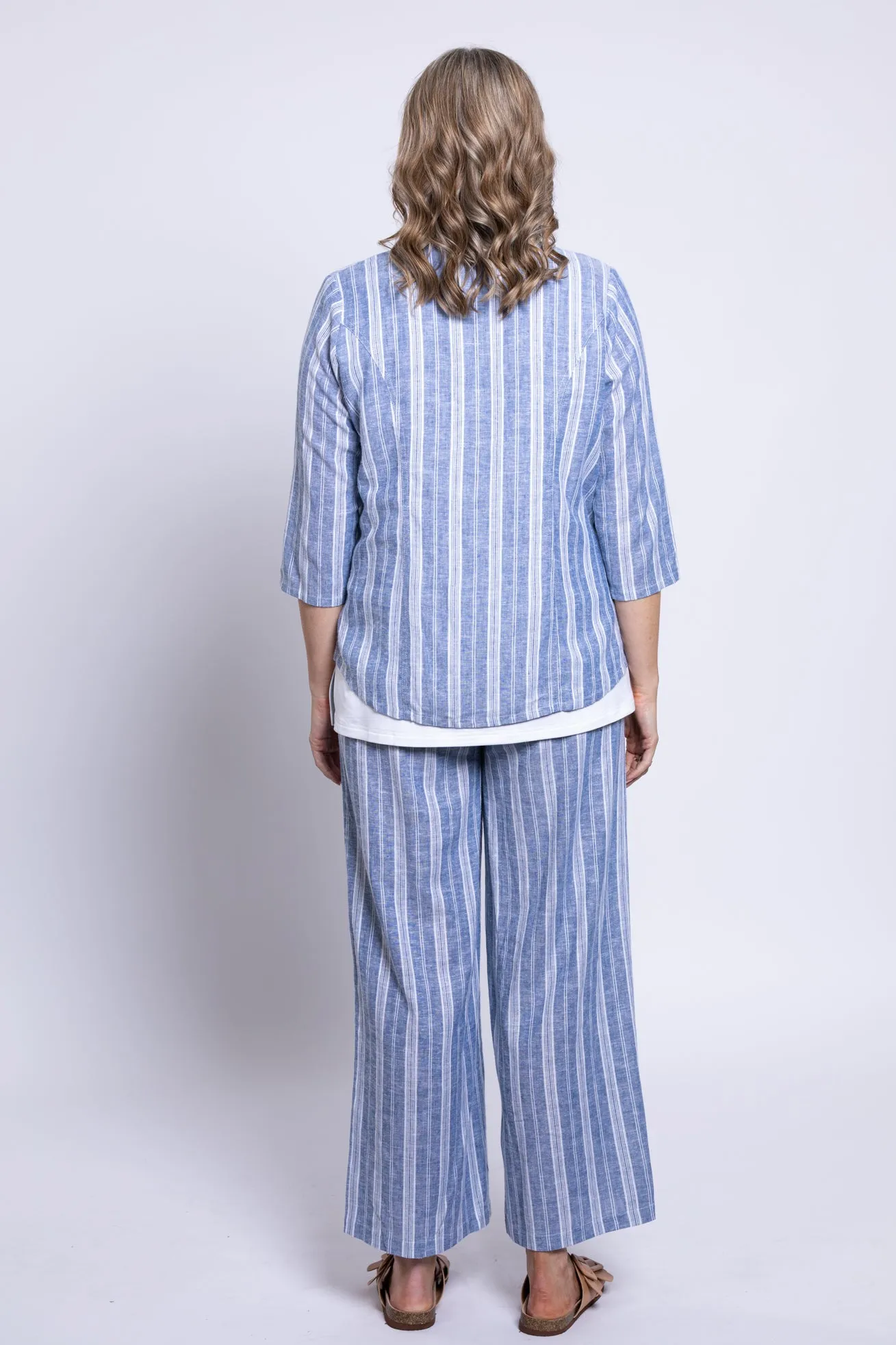 Samantha S/S Top, Denim Stripe, Linen Viscose sold by Blue Sky product image thumbnail 3
