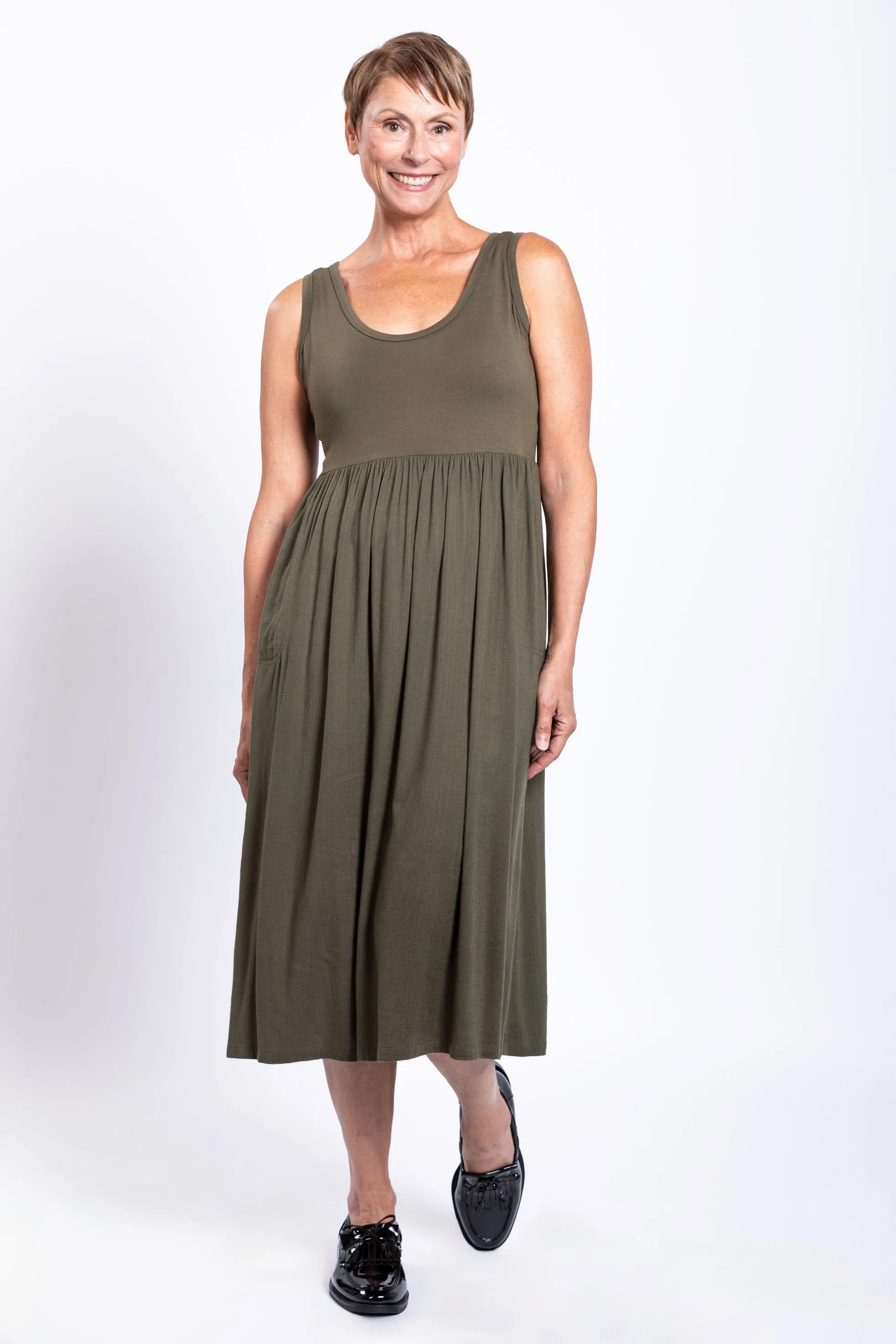 Paloma Dress, Khaki, Linen Bamboo sold by Blue Sky product image thumbnail 5