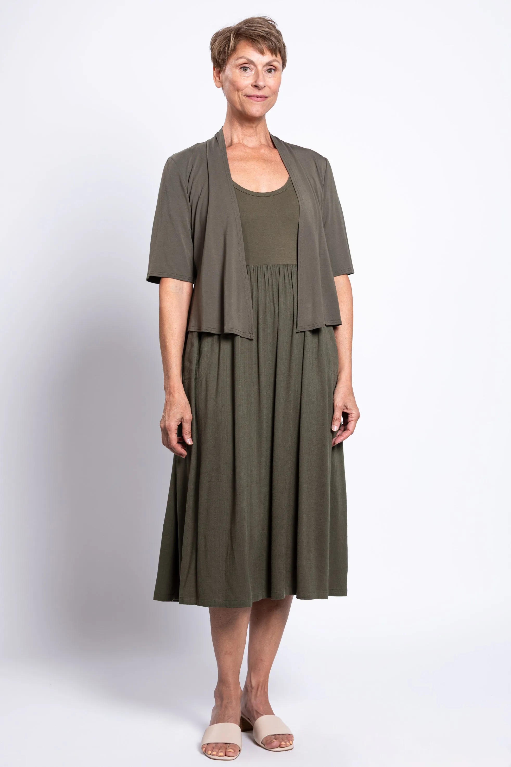 Paloma Dress, Khaki, Linen Bamboo sold by Blue Sky product image thumbnail 3