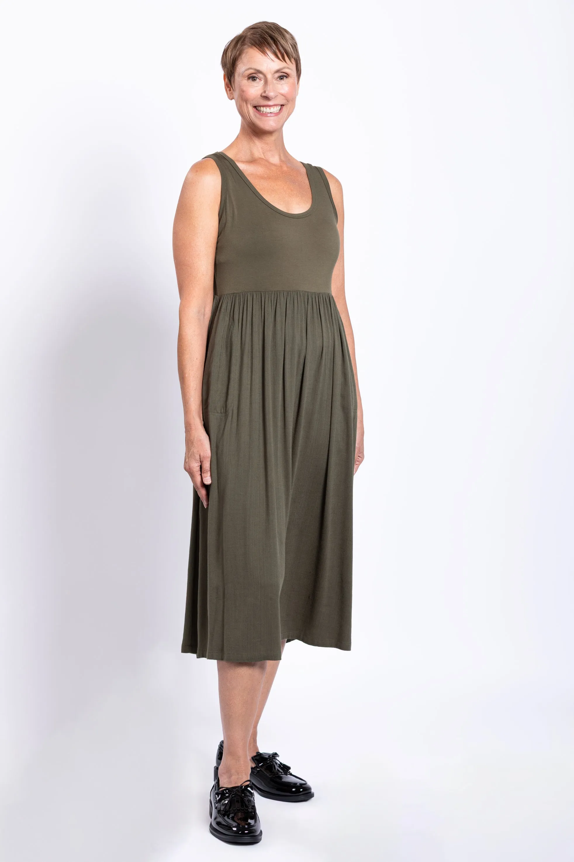 Paloma Dress, Khaki, Linen Bamboo sold by Blue Sky product image thumbnail 4