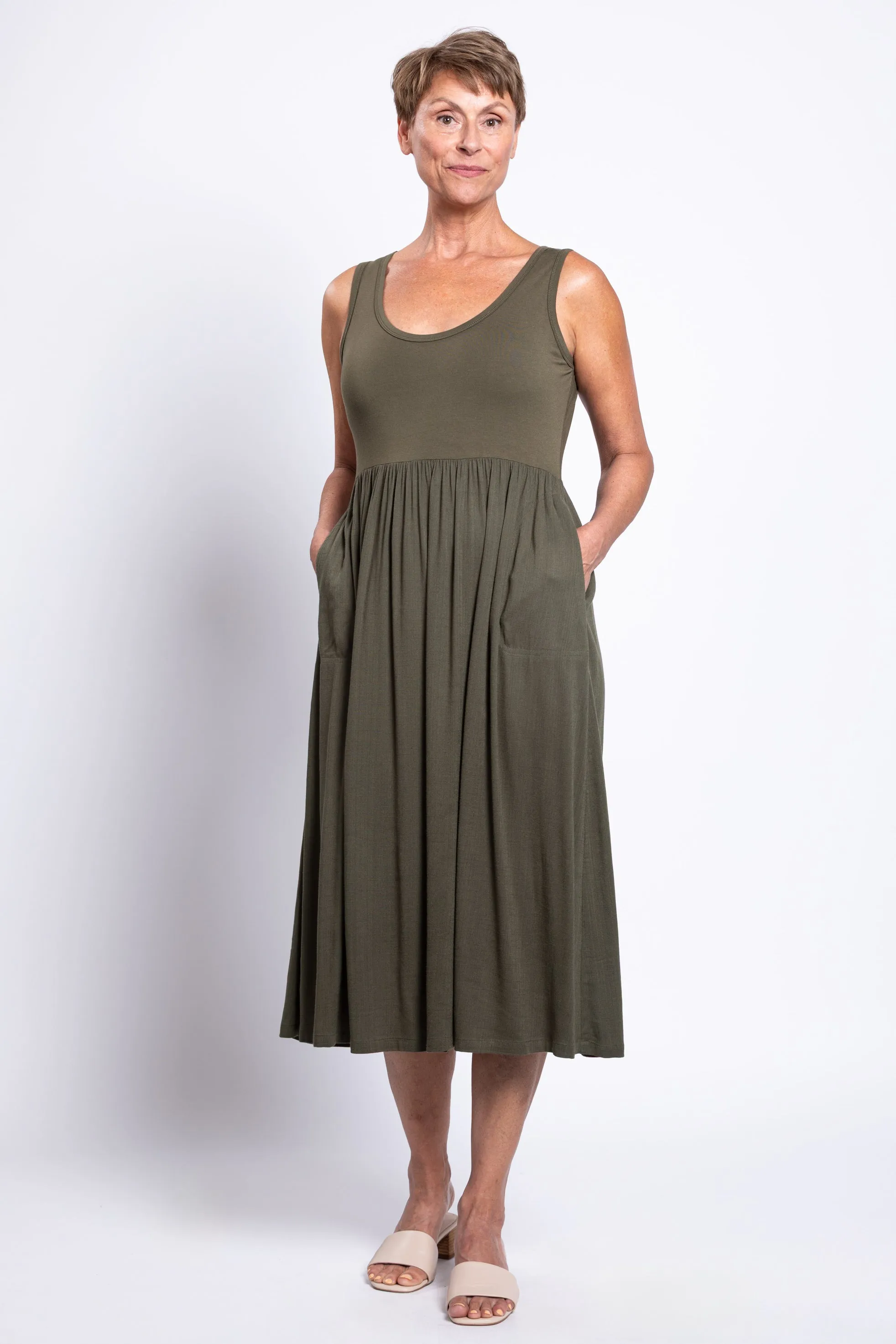 Paloma Dress, Khaki, Linen Bamboo sold by Blue Sky product image thumbnail 2