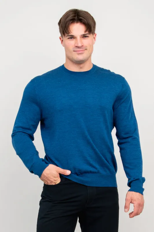 Fraser Sweater, Blue, 100% Merino Wool made by Blue Sky