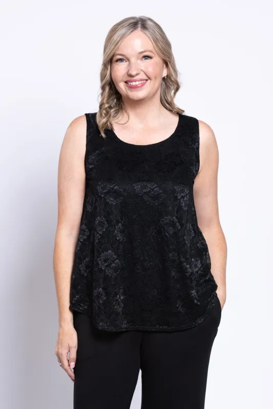 Ellen Tank, Black, Bamboo Lace sold by Blue Sky