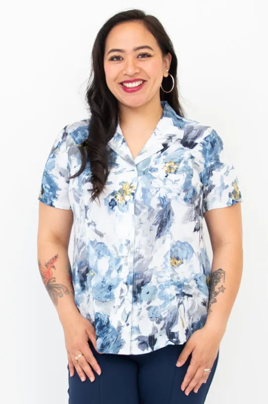 Samantha S/S Top, Muse, Linen Bamboo sold by Blue Sky